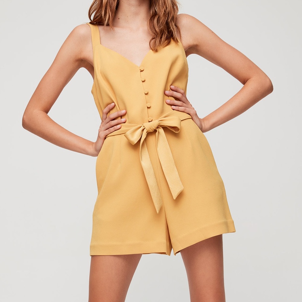 Aritzia Little Moon Yellow Petunia Romper